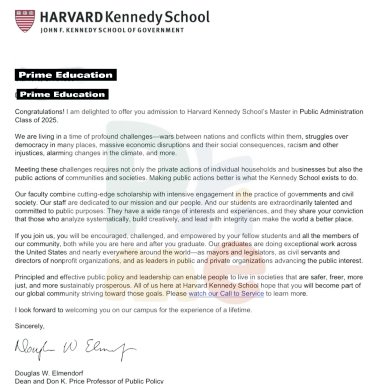 Offer letter from Harvard Kennedy School