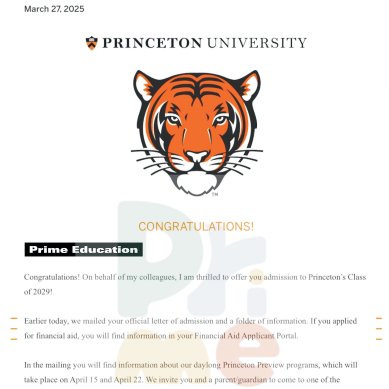 Offer letter from Princeton University